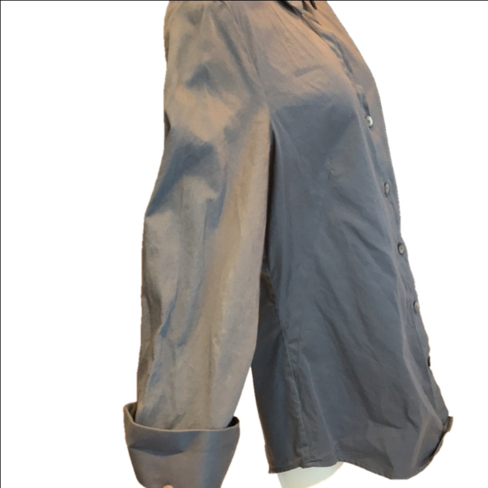 Banana Republic Grey Tailored Crisp Cotton Button Up Dress Shirt Women's S - Picture 9 of 16